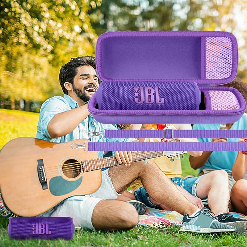 Aenllosi for JBL Flip 7/ Flip 6/ Flip 5 Protable Bluetooth Speaker Hard Case with Adjustable Shoulder Strap, Purple (Case Only) - Image 4